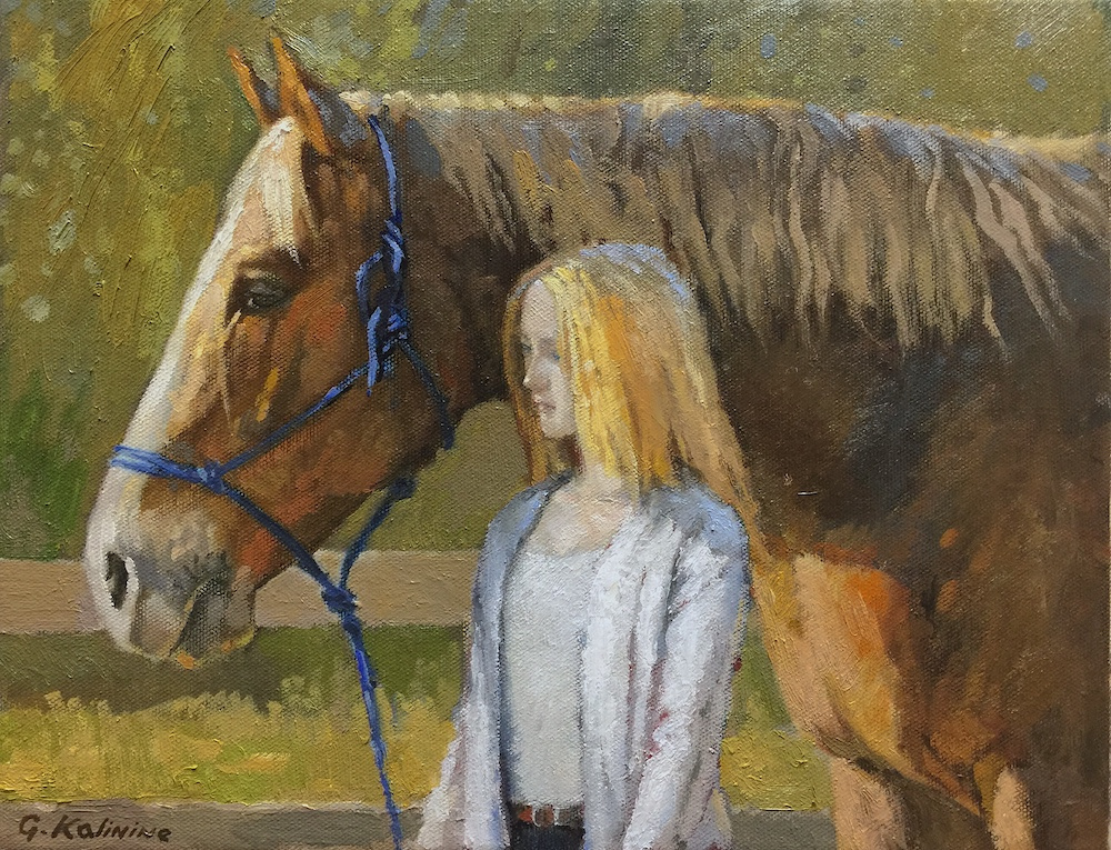Friends. Megan and Mister. Oil. Canvas.