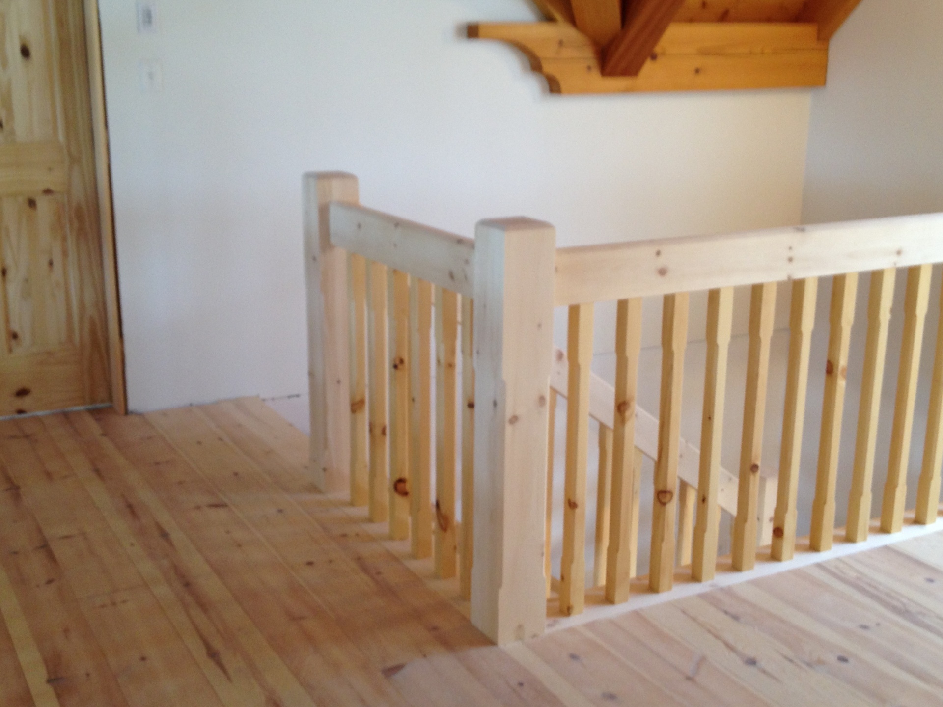 Straight pine Scandinavian style stair