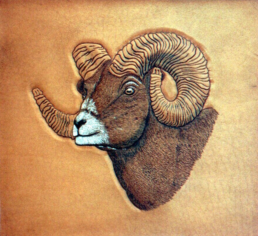 Custom leather detailing a ram