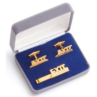 CUFF LINKS & TIE BAR COMBO SET – CUSTOMIZED CREST & BOXED