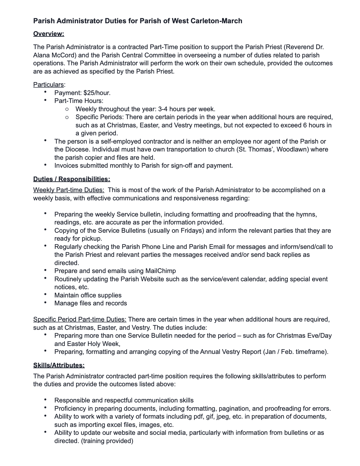Job Description Job Description