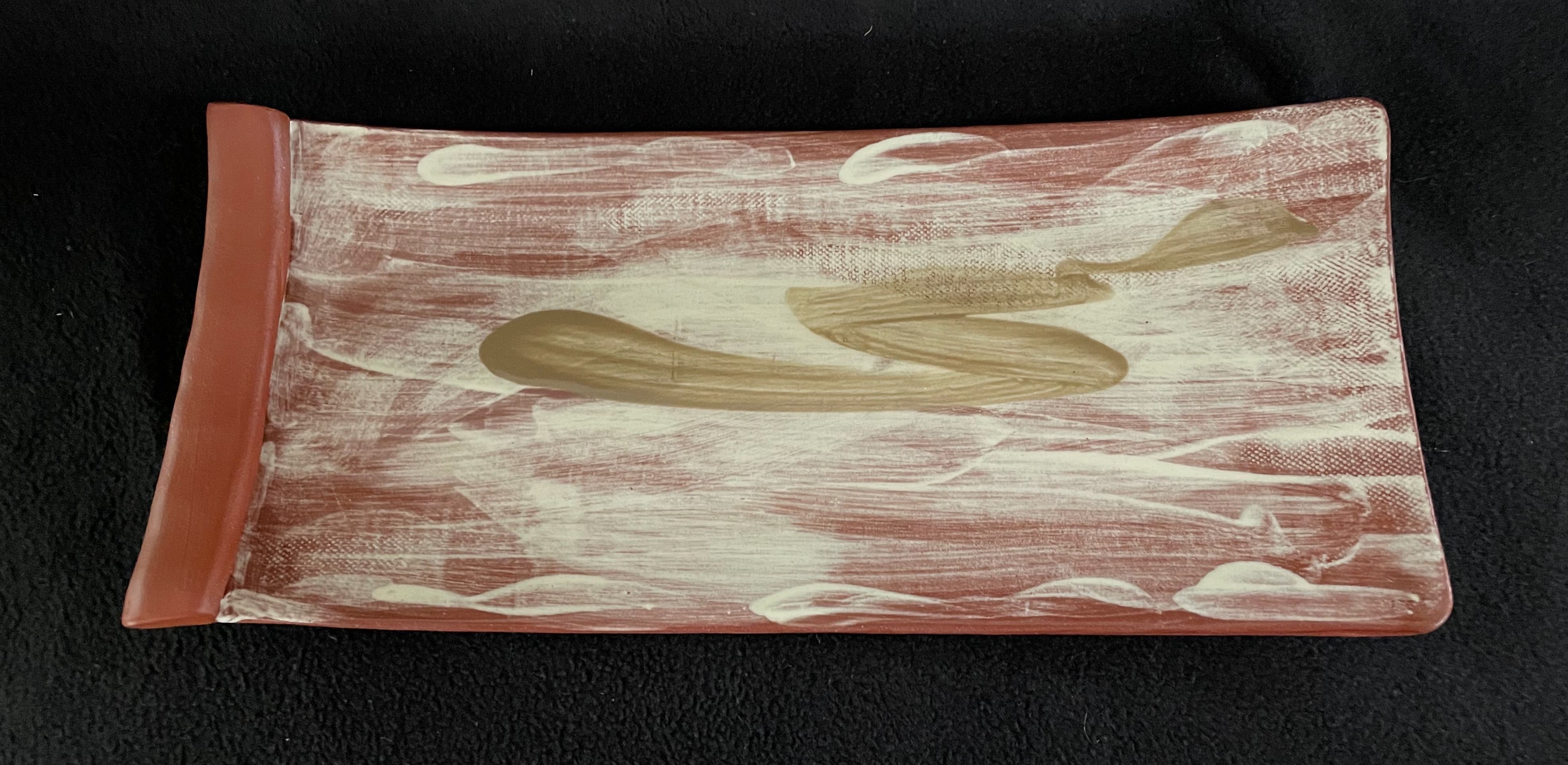 Wabi Sabi West Coast 
 Slip decoration, clear glaze, tray or platter, dishwasher safe
12" L X 1" H - SOLD