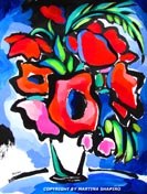 SOLD to San Diego, USA
"Abstract Red Poppies"
original painting/drawing
in acrylic and ink on
paper, 18 x 24 inches