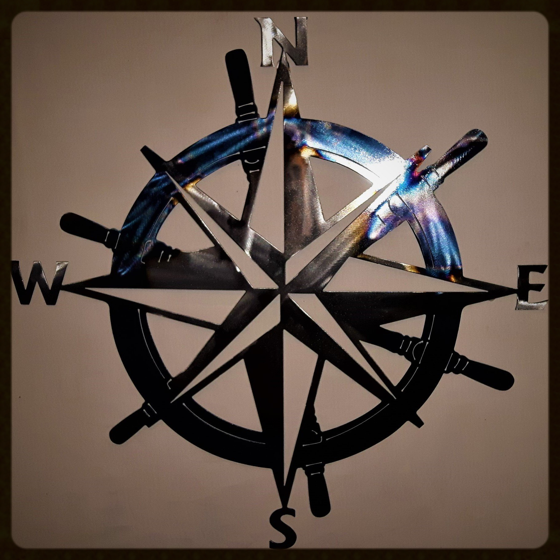 Metal art ,Nautical compass , Campbell river BC , Vancouver island BC