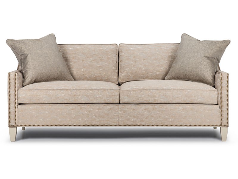 Newman Sofa - Shown in Fabric, with French Brass Nail Head Detail, and Contrast Toss