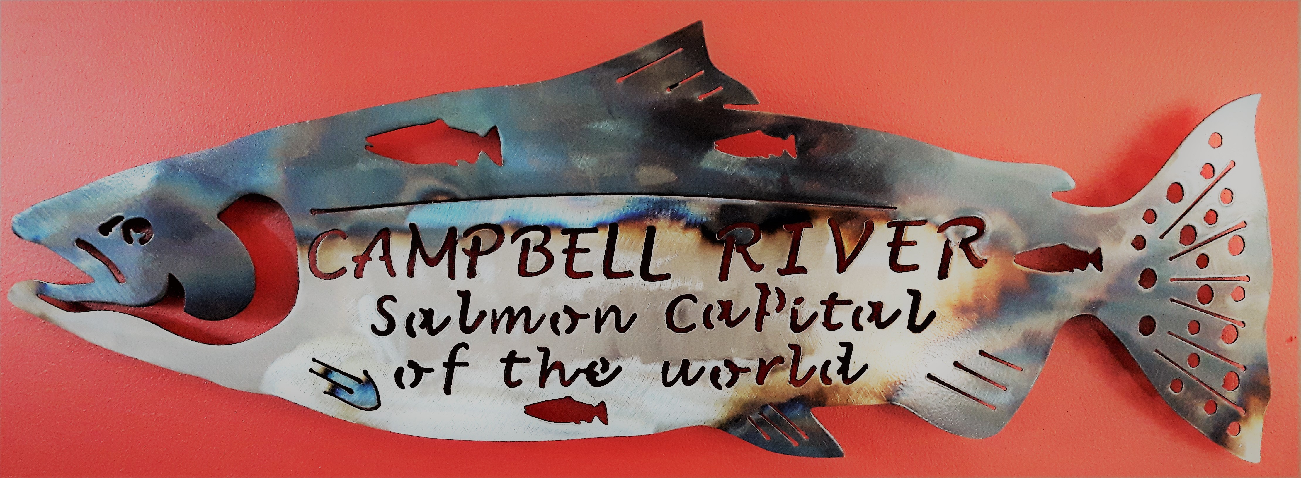 Metal art ,Campbell river salmon capital of the world, Campbell river BC, Vancouver island BC, Vancouver BC, Victoria BC, British Columbia,Alberta