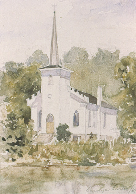 Anglican Church, Port Stanley, watercolour on paper