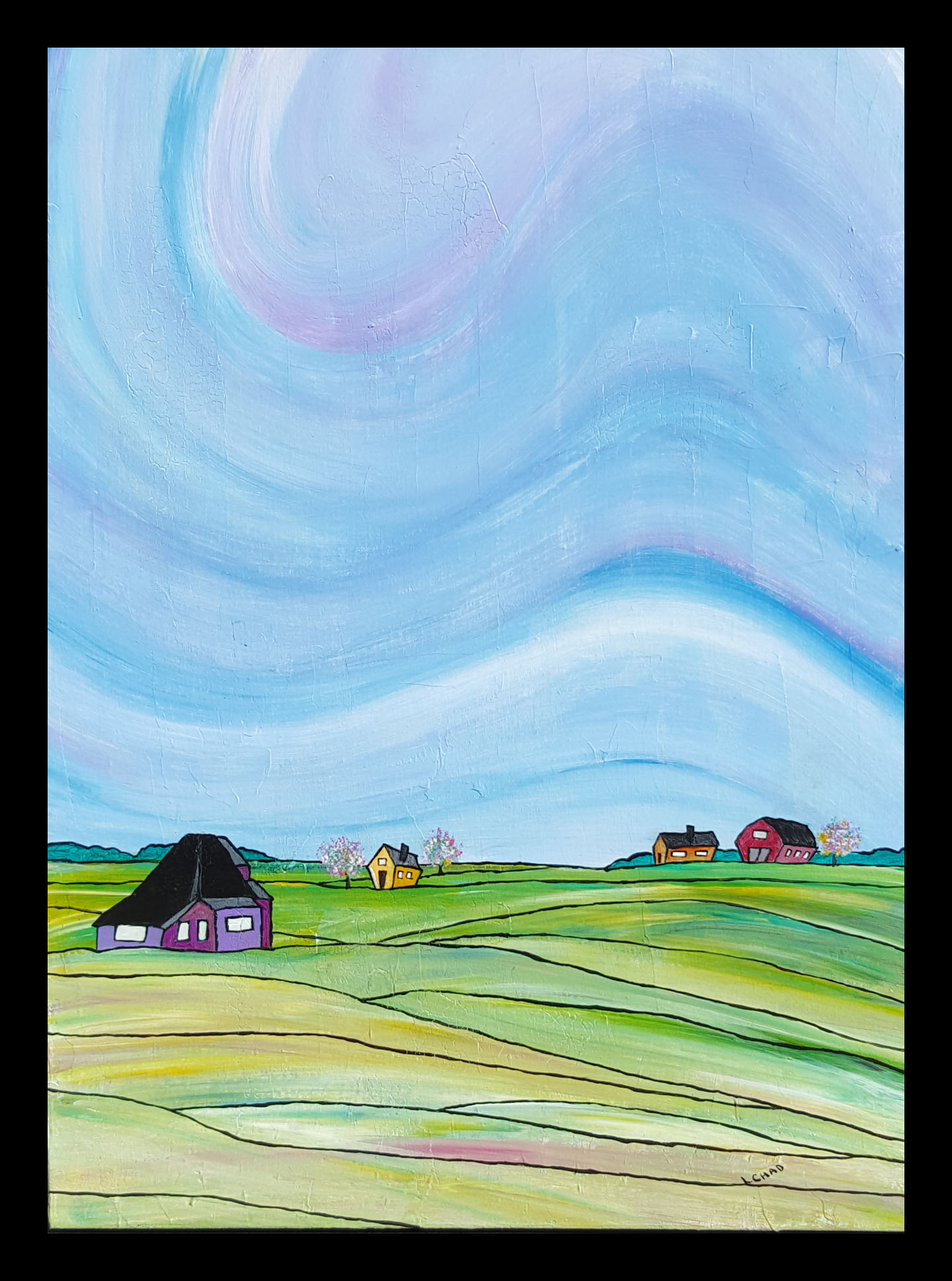 "Saskatoon to Regina" [2015]
Acrylic on canvas. 18" x 24" (image). 19" x 25" (framed)
SOLD