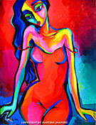 abstract woman in red painting