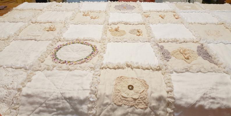 Vintage Doily Quilt:
$1800.00   
Bring your Grams doilies, we will make an Heirloom  Quilt for you!
