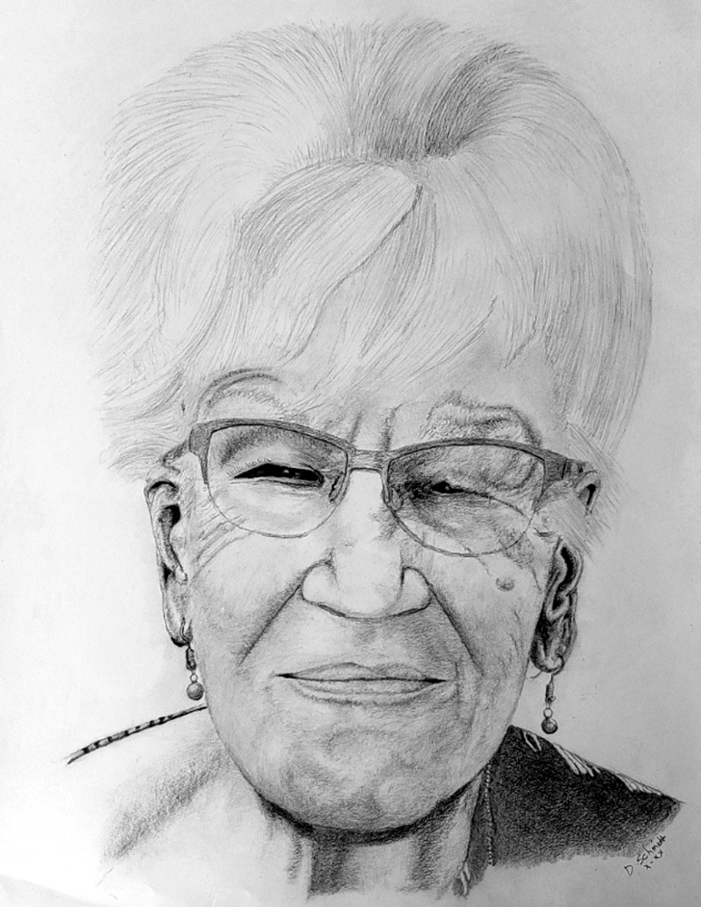 Portrait of a lady in her late 80s