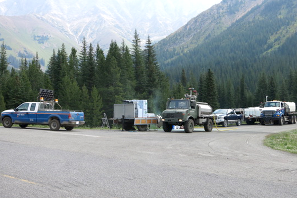 A road with multiple vehicles
