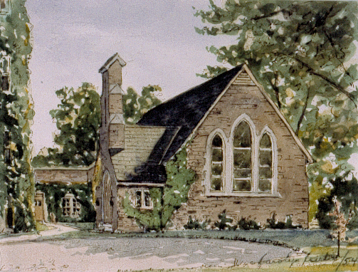 Alma College Chapel, watercolour on paper