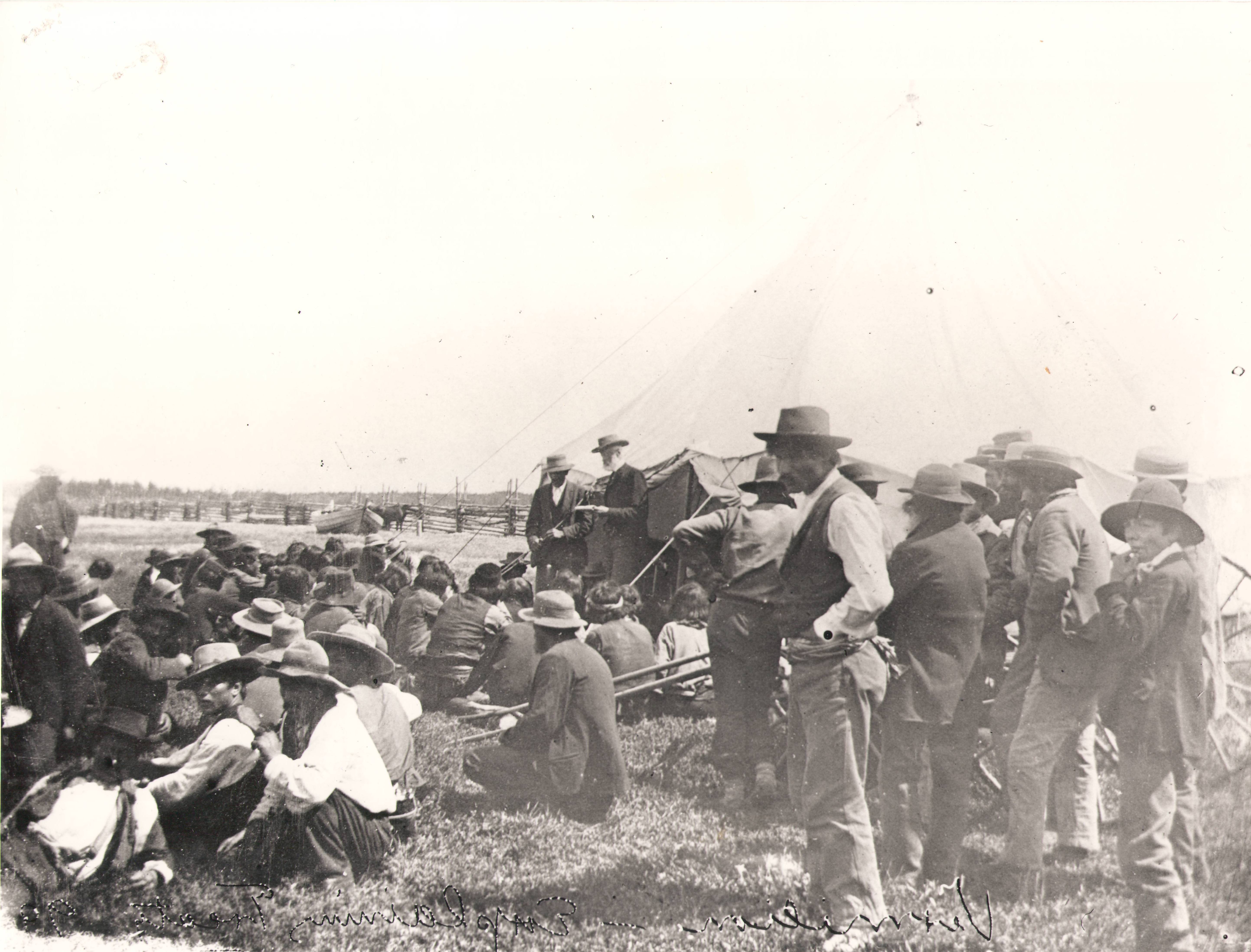 Hon. David Laird explaining terms of Treaty 8 at Fort Vermilion 1899.
990.04.78.04 / R.C.M.P Musuem