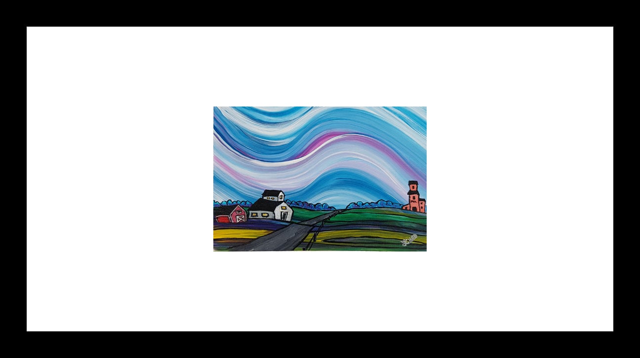 "Prairie Village" [2018]
Image: 6.5" x 4.25"
Framed: 18" x 12"
Acrylic on 246 lb. paper
SOLD