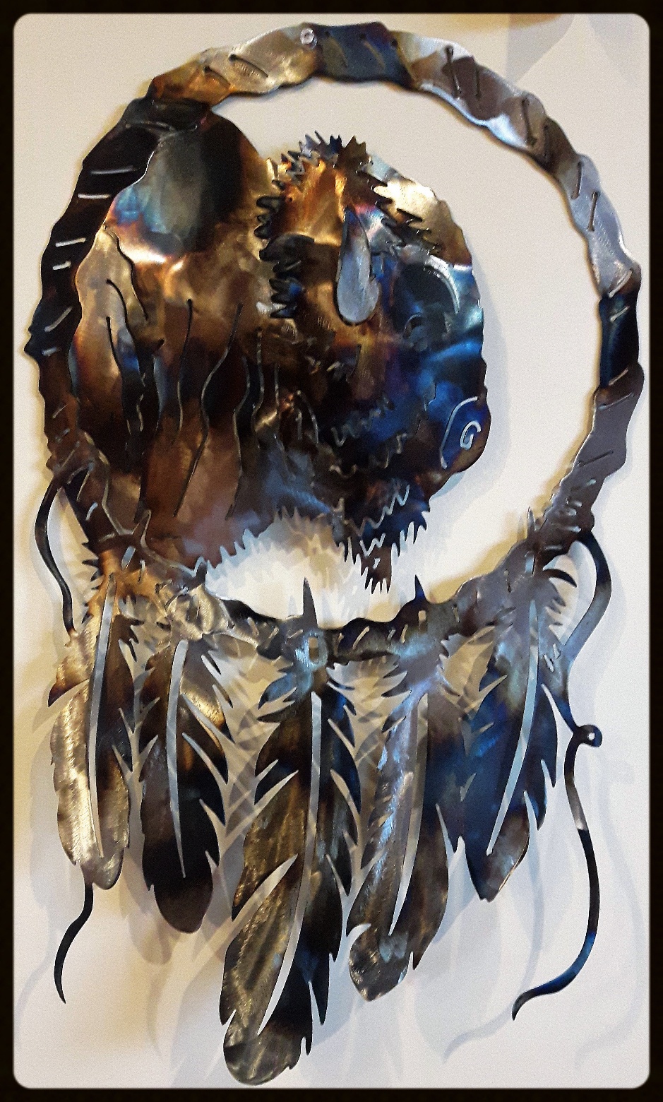 Metal art ,Buffalo dream catcher, Campbell river BC, Vancouver island BC, Vancouver BC, Victoria BC, British Columbia,Alberta