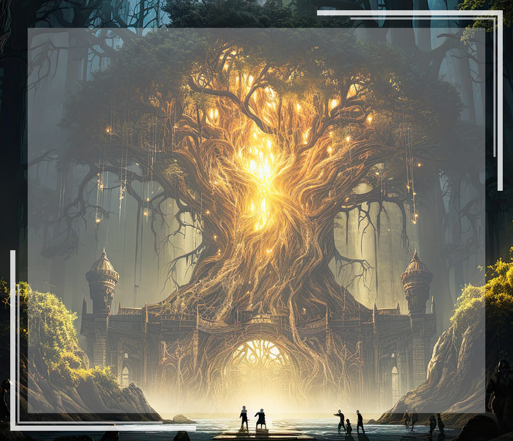 A large hallow tree with light coming from within it