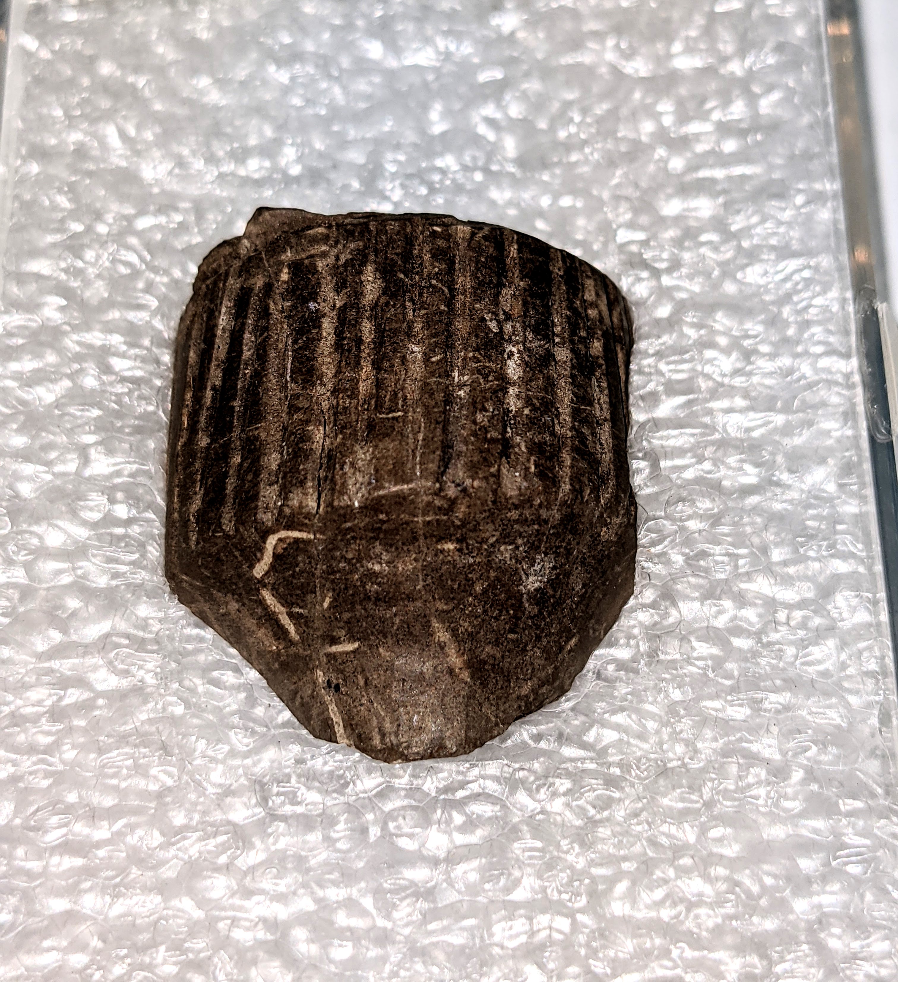 This small artifact is a piece of a stone pipe bowl. Though not officially an artifact of the FVHC (it is on loan to us) it was discovered during an archeological dig in the area. This style of pipe is more commonly found in eastern Canada and its discovery here indicates it was likely a traded item in the early years of the fur trade.

31/05/2021