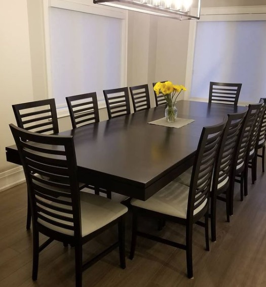 Custom Contemporary Top and Base shown with Bianca side chairs