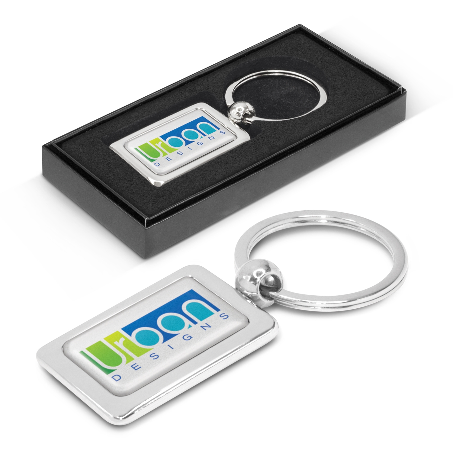 Rectangular Metal Key Ring 100316