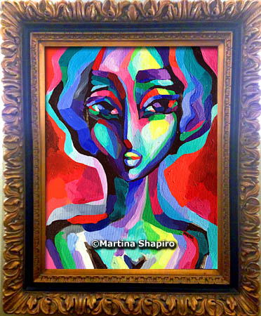 Abstract Woman On Red painting -example of framing