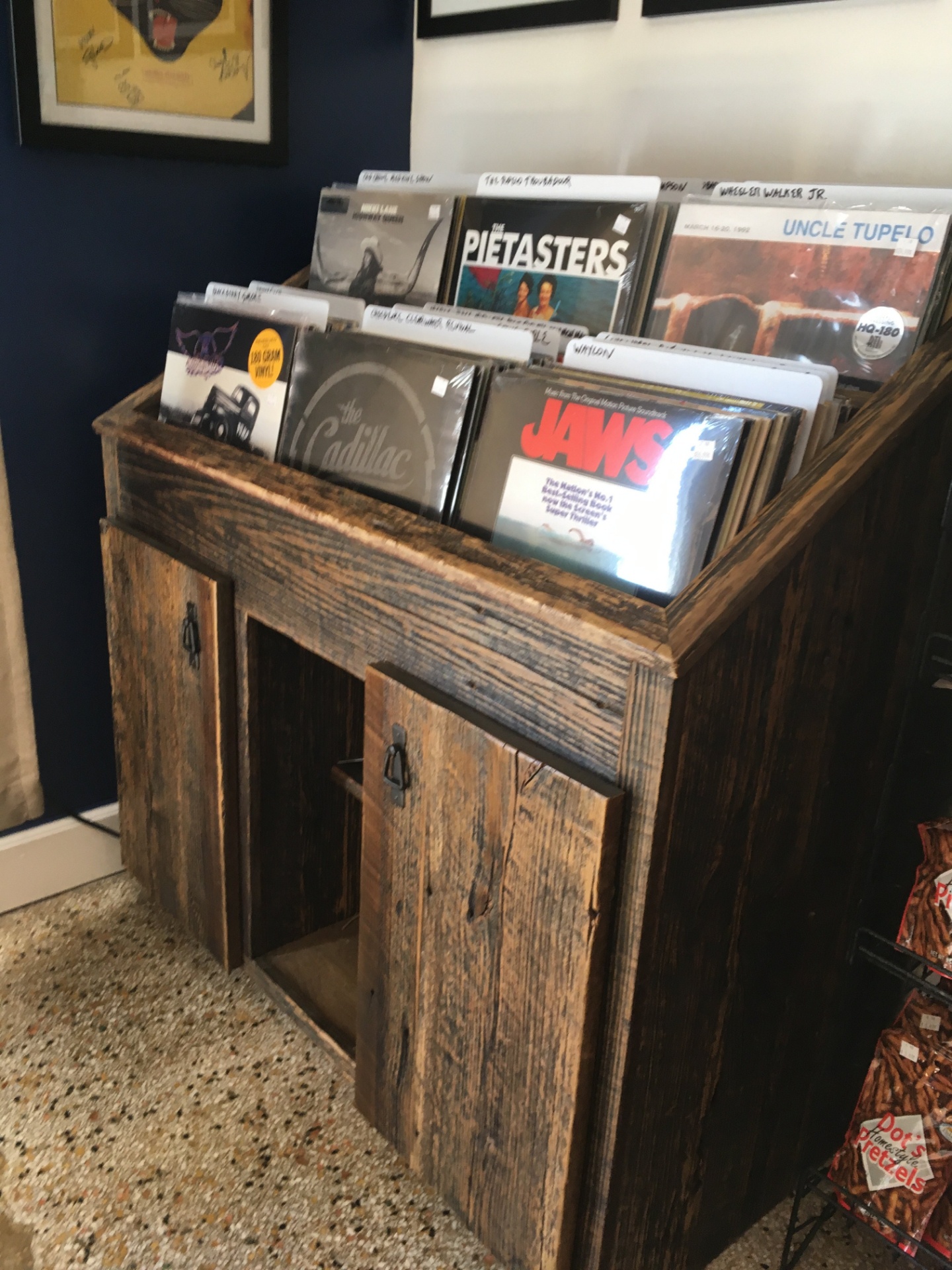 Reclaimed Barn Wood Record Display

