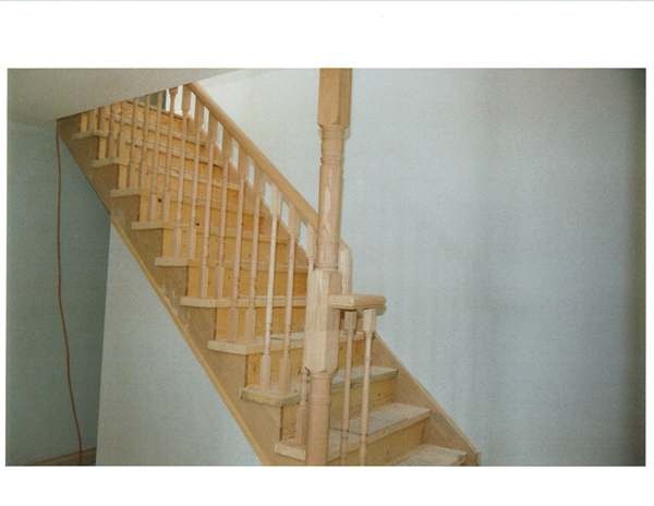 Straight spruce stair