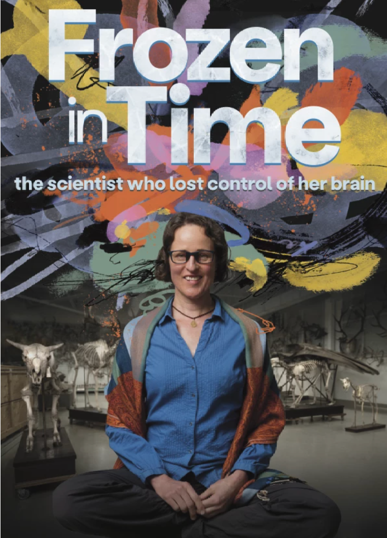Poster for Carbon: The Unauthorised Biography featuring a surreal cosmic collage of carbon-related imagery, tree roots, DNA, airplane, flowers, and space background