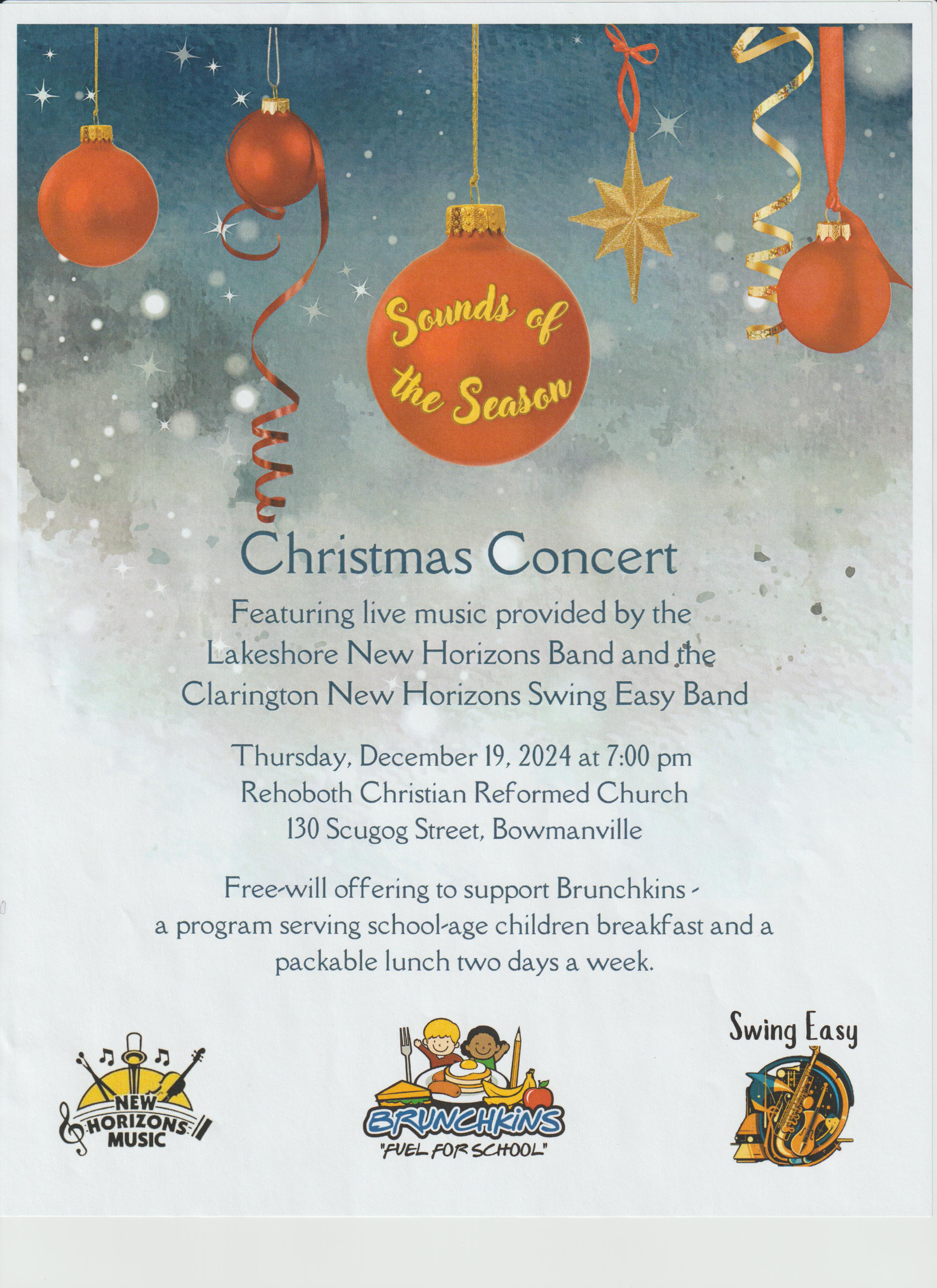 Promotion of Lakeshore New Horizon Charity Concert for Brunchkins Breakfast Club Dec 19 2024
